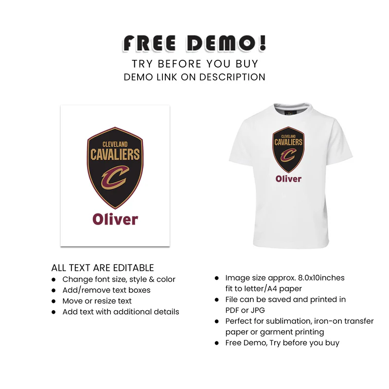 Cleveland Cavaliers T-Shirt Personalized Sublimation Design