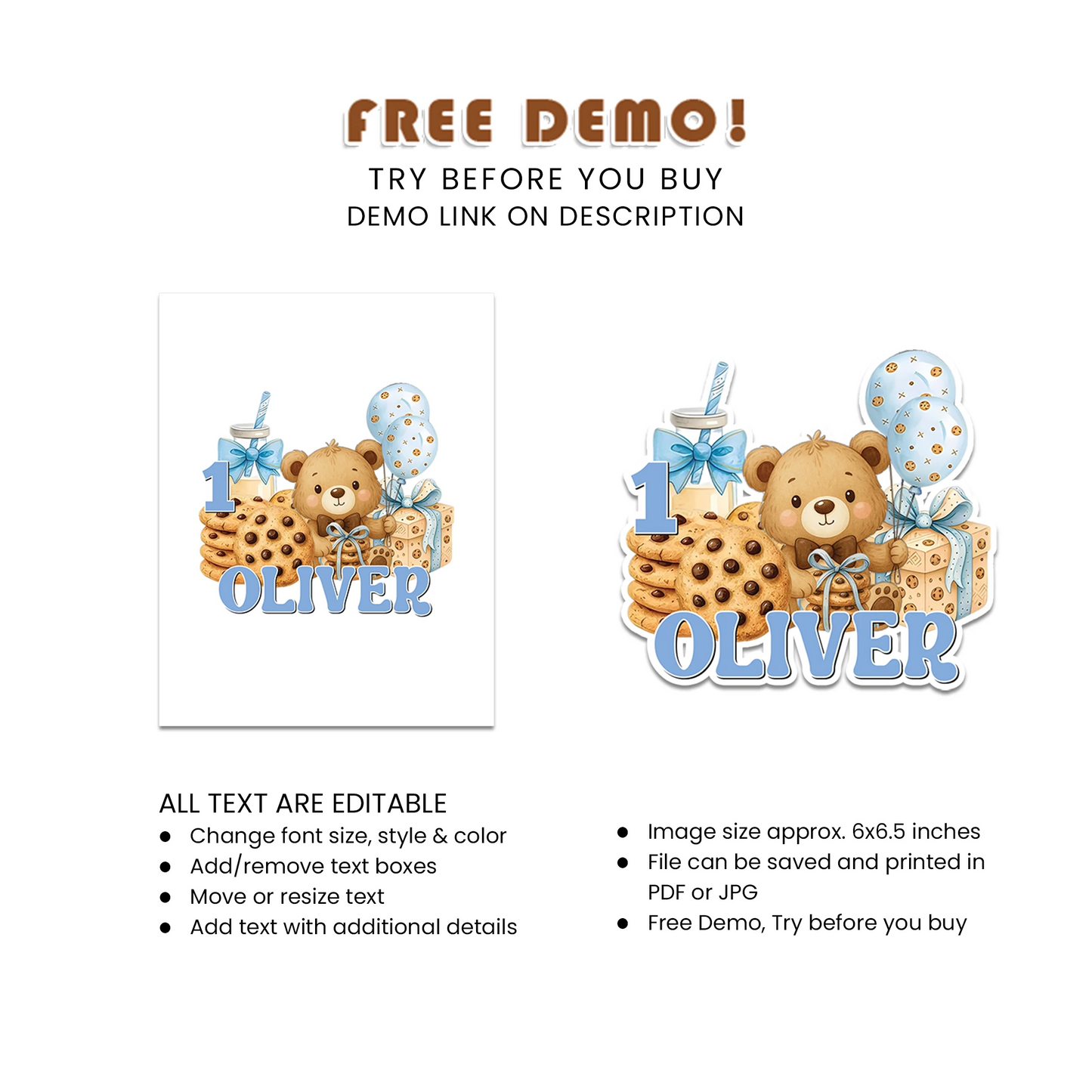 Cookies & Milk Personalized Cake Toppers Sweet Dessert Party Theme