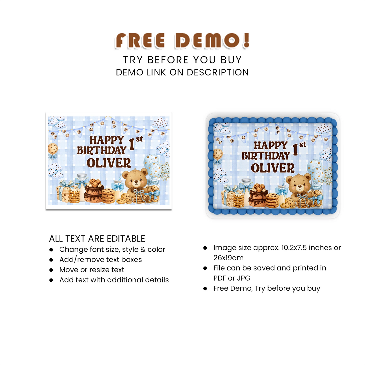 Best Cookies & Milk Personalized Icing Sheet Cake Topper Images