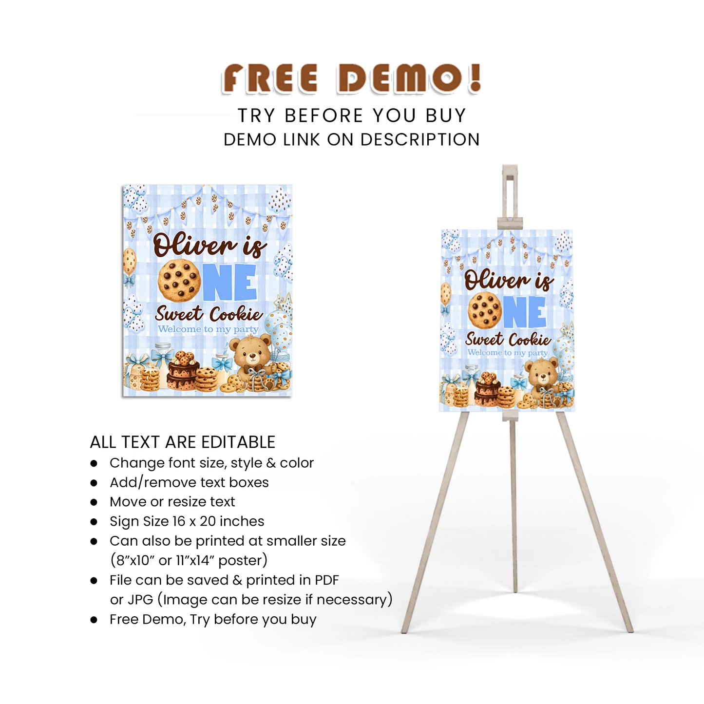 Cookies & Milk Welcome Sign Dessert Theme Party Entrance Decor