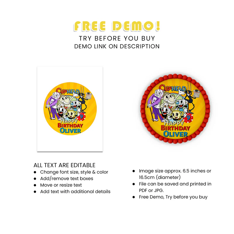 CUPHEAD Personalized Icing Sheet Cake Images Edible Cake Decor