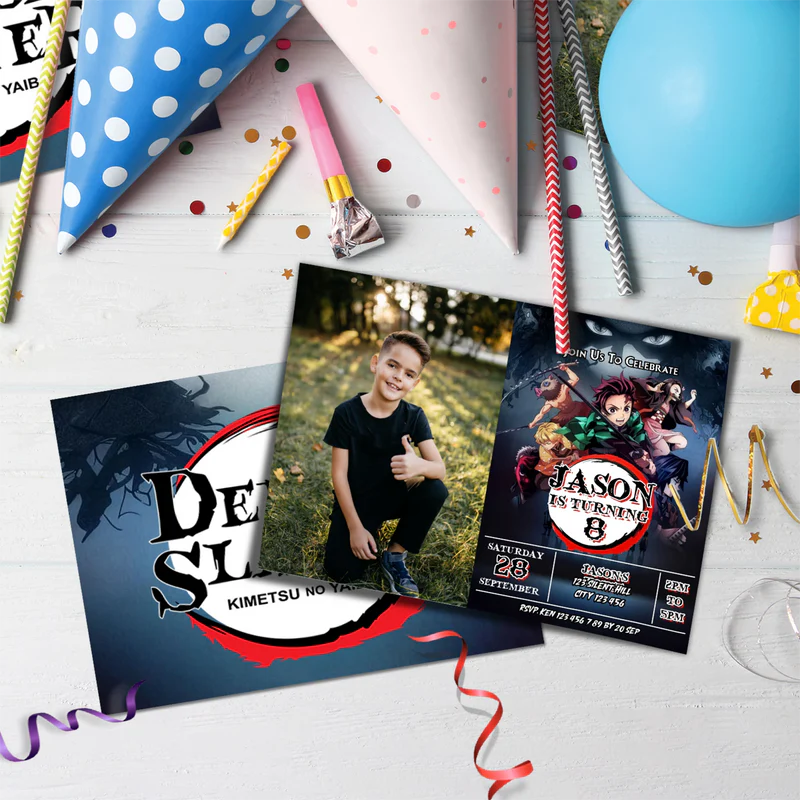 Demon Slayer Birthday Decorations, Anime Series Party Supplies, Demon Slayer Themed, Demon Slayer Digital Template, Editable Demon Slayer Image SVG PNG