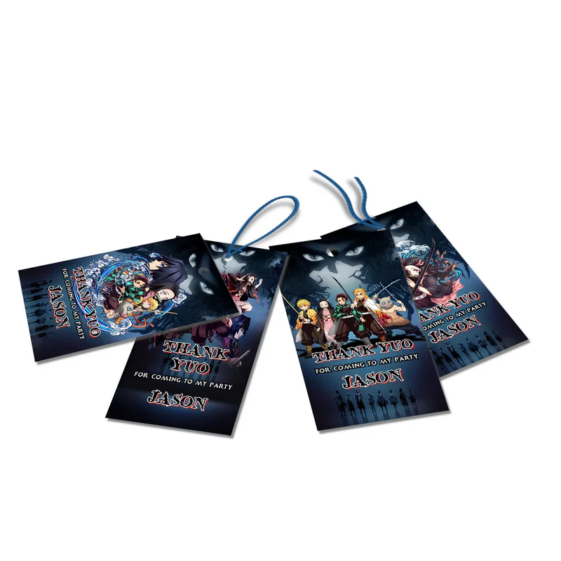 Demon Slayer favor tags with anime characters on white background