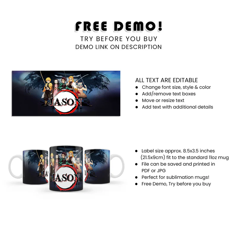 Demon Slayer Sublimation Mug Personalized Anime Gift