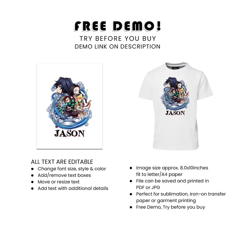 Demon Slayer Sublimation T-Shirt Personalized Birthday Gift