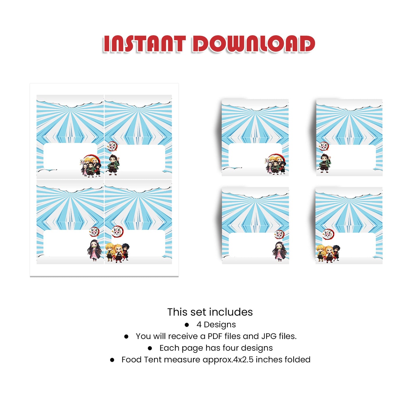 Demon Slayer Food Cards : Customizable Demon Slayer Food Cards for Your Party