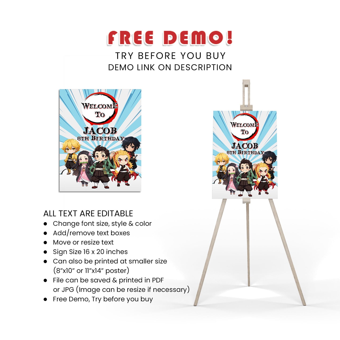 Demon Slayer Welcome Sign : Welcome Your Guests with a Personalized Demon Slayer Sign