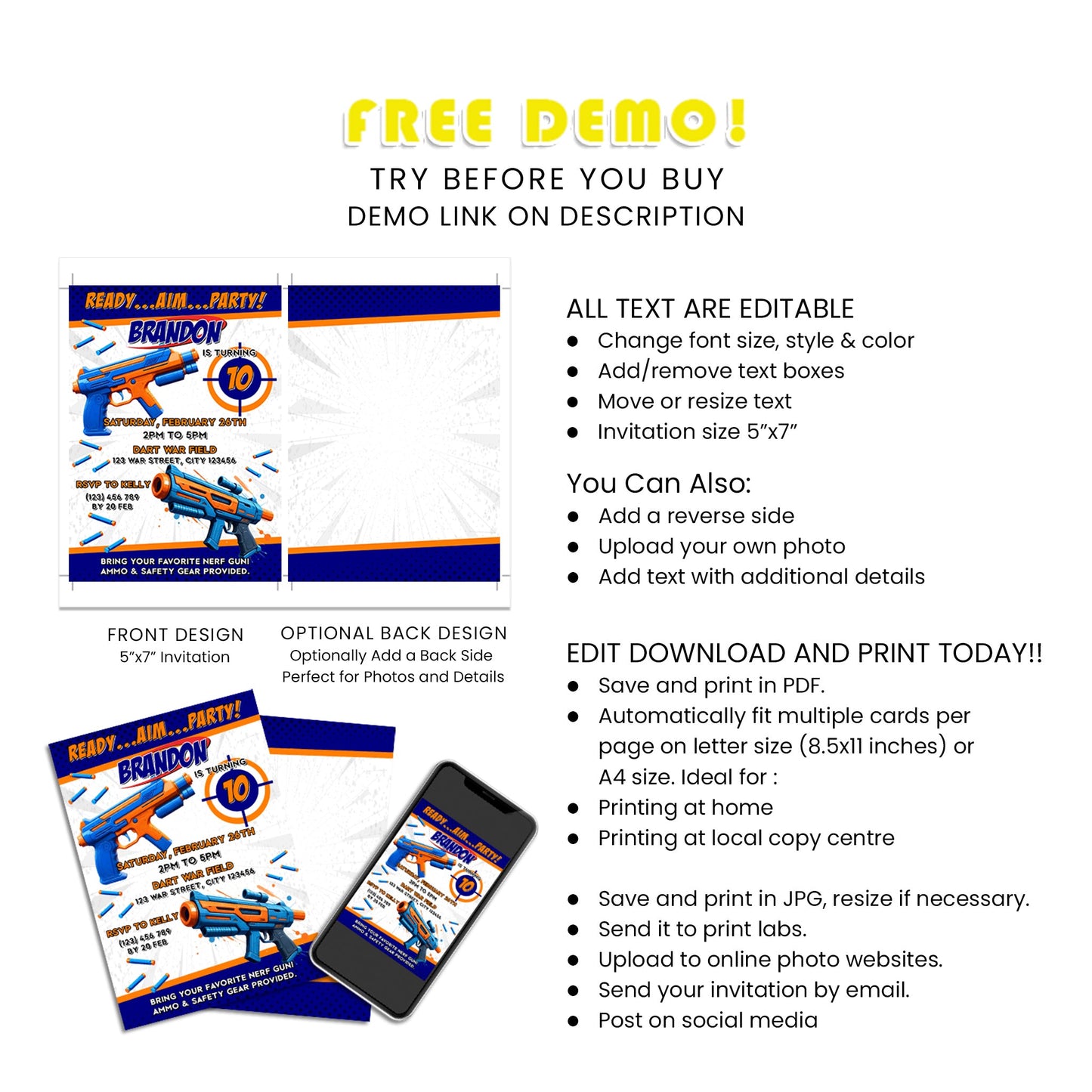 Invite in Style: Nerf Personalized Birthday Card Invitations for Exciting Birthdays