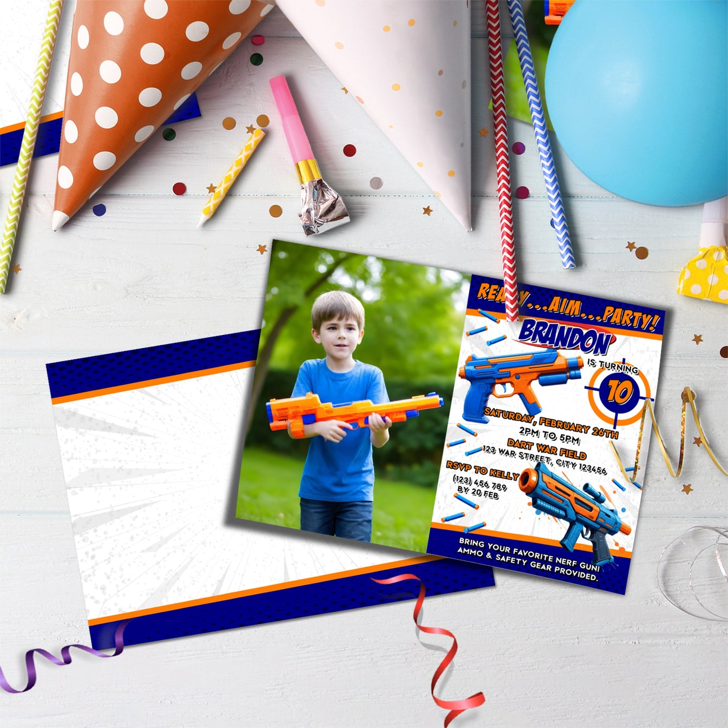 Nerf Birthday Decorations, Water Gun Party Supplies, Gun War Themed, Dart Gun Digital Template, Editable Dart Gun Image SVG PNG