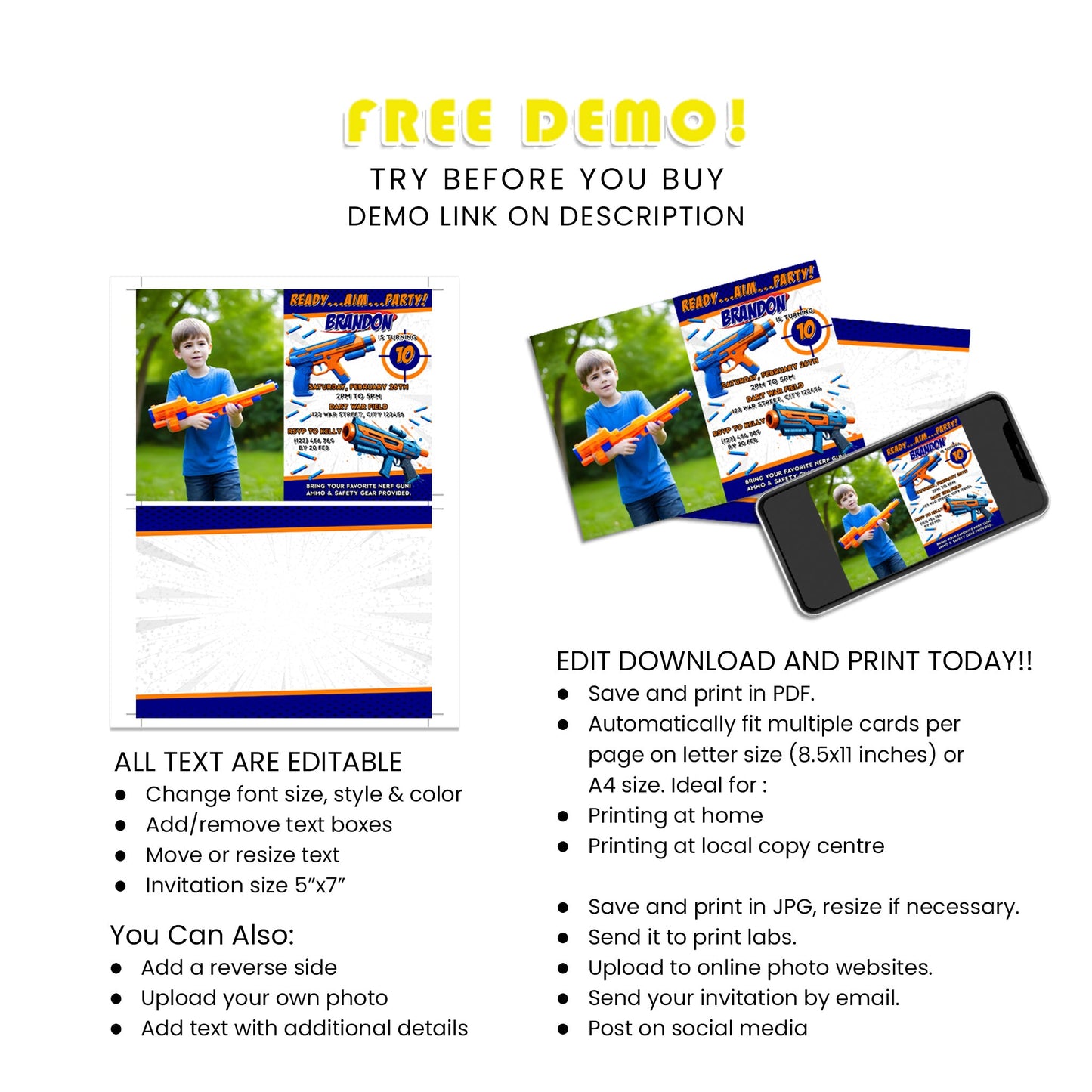 Capture the Fun: Nerf Personalized Photo Card Invitations for Cherished Memories