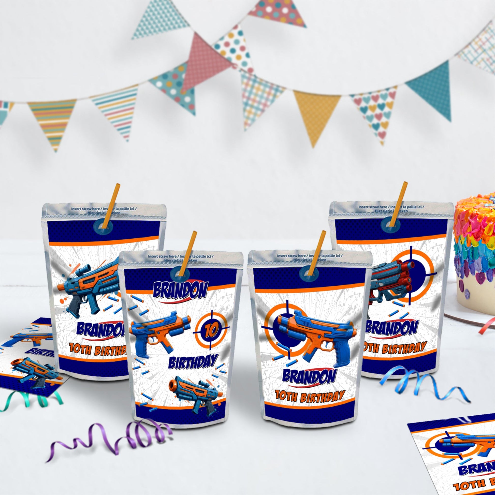 Nerf Birthday Decorations, Water Gun Party Supplies, Gun War Themed, Dart Gun Digital Template, Editable Dart Gun Image SVG PNG