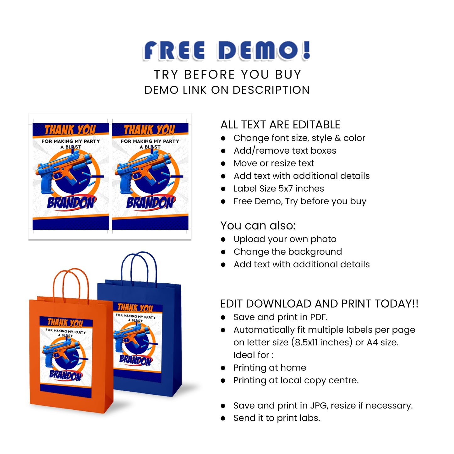 Gift with Love: Nerf Gift Bag Label for Thoughtful Presents