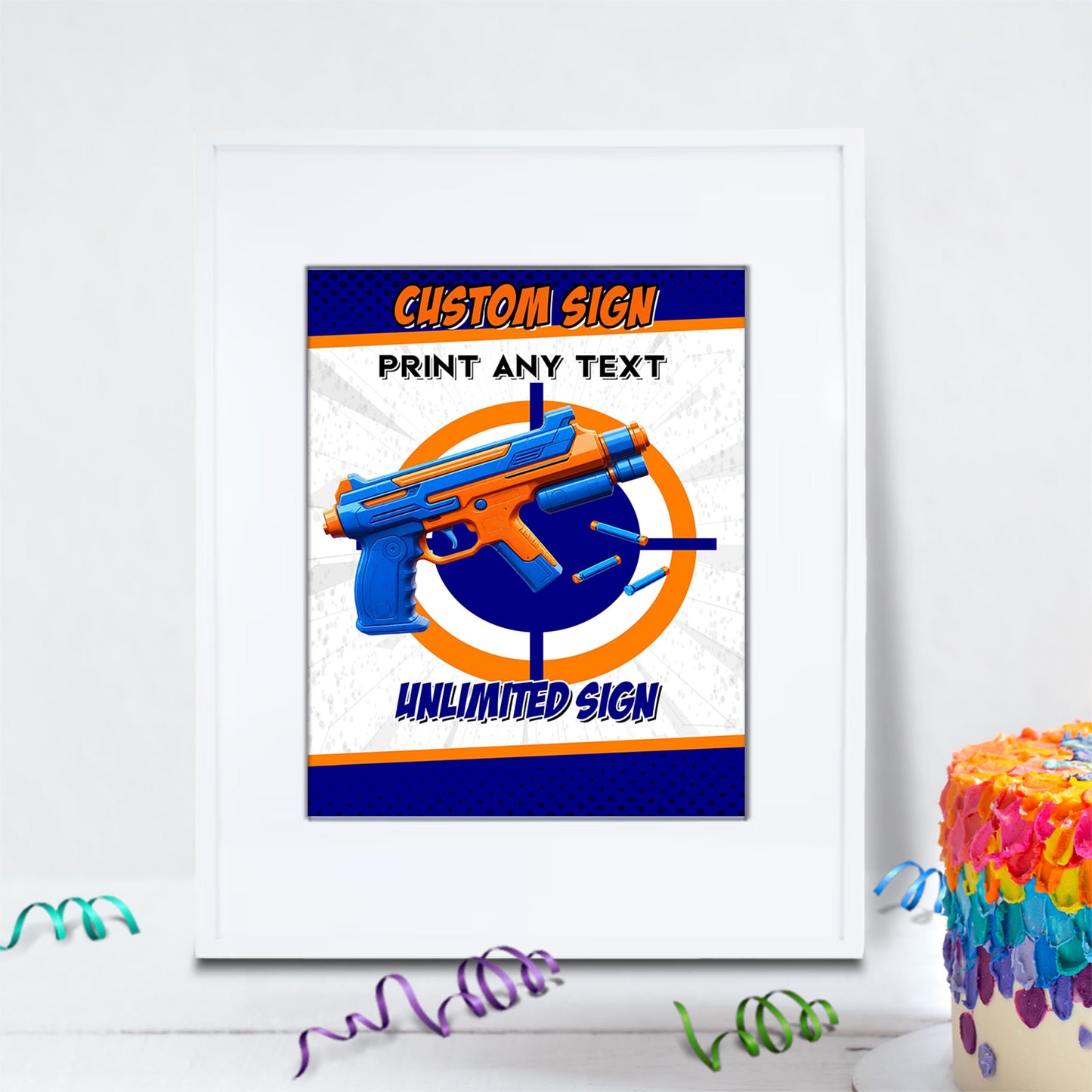 Nerf Birthday Decorations, Water Gun Party Supplies, Gun War Themed, Dart Gun Digital Template, Editable Dart Gun Image SVG PNG
