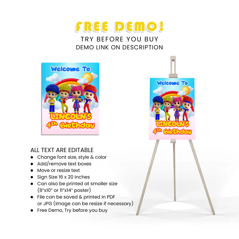 D Billions Welcome Sign Kids Party Entrance Decor