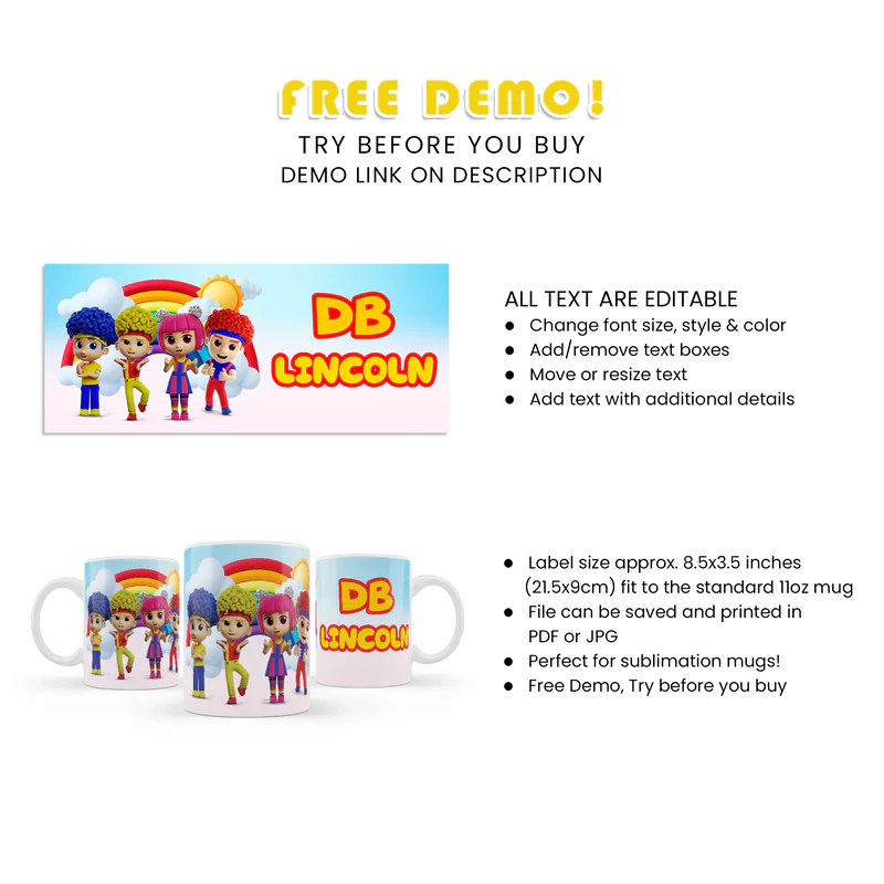 D Billions Sublimation Mug Kids Theme Gift