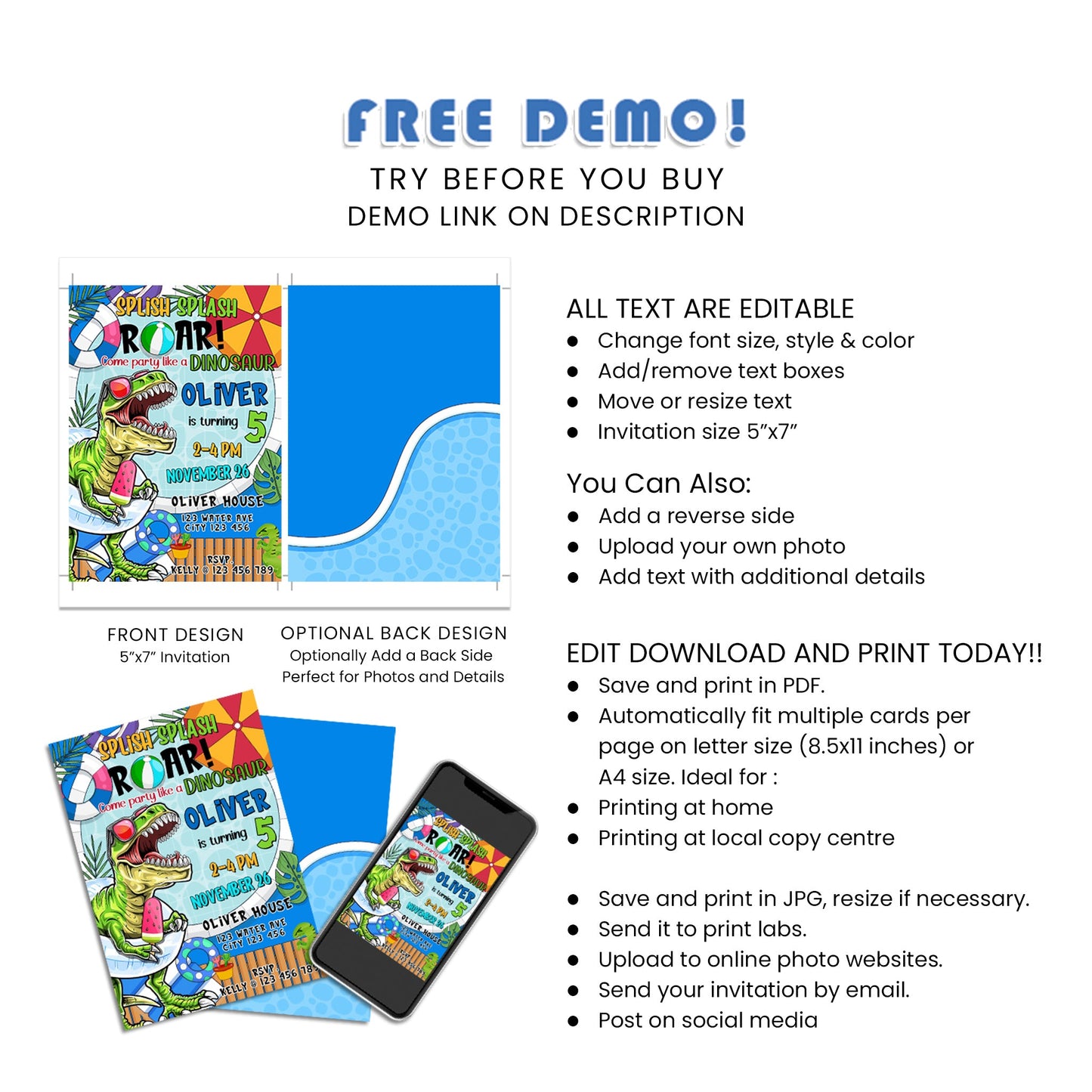 Dinosaur Birthday Invitations - Custom Cards for a Roaring Celebration