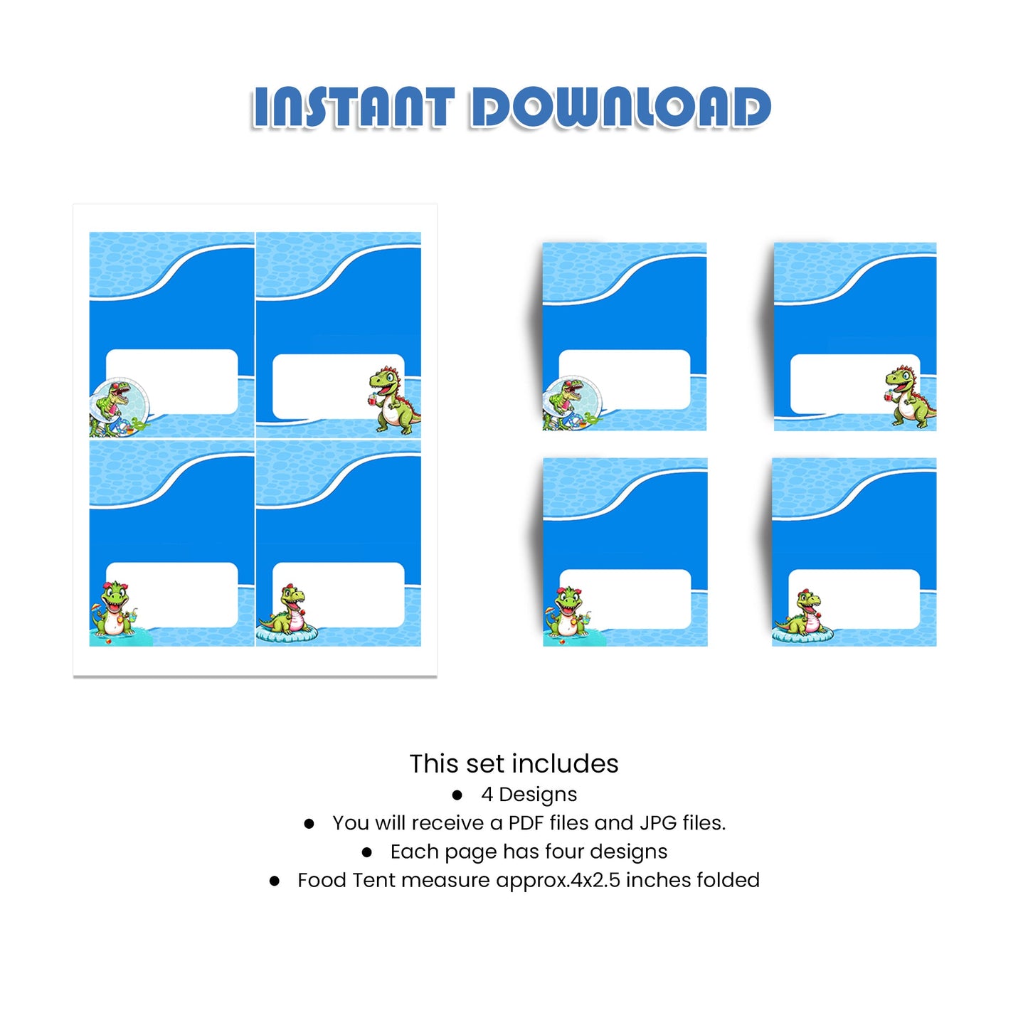 Dinosaur Themed Food Tent Cards - Add Fun to Your Party Table