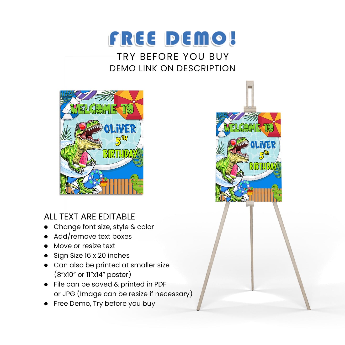 Welcome to the Jurassic Party - Dinosaur Welcome Sign for Birthdays