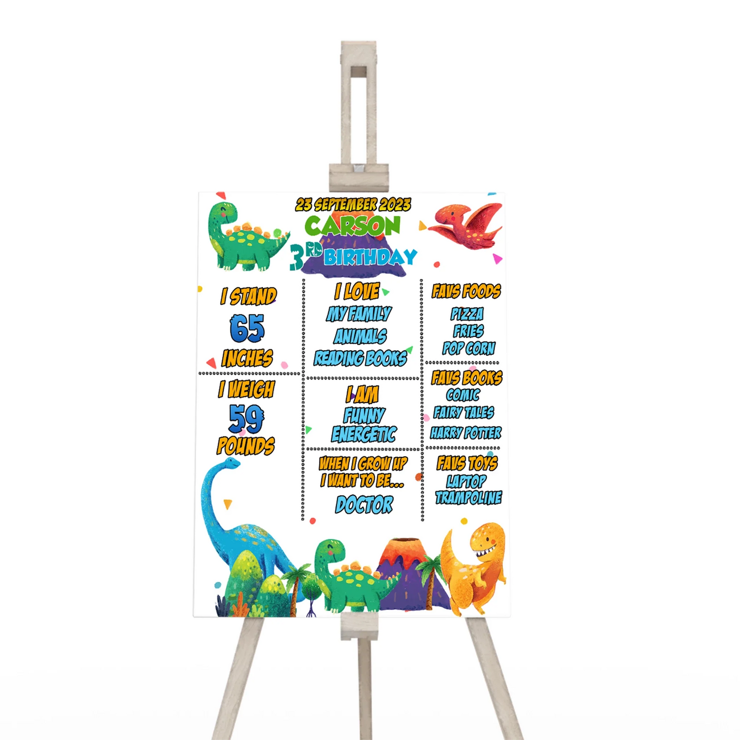 Milestone poster showcasing fun dinosaur designs and personalized achievements