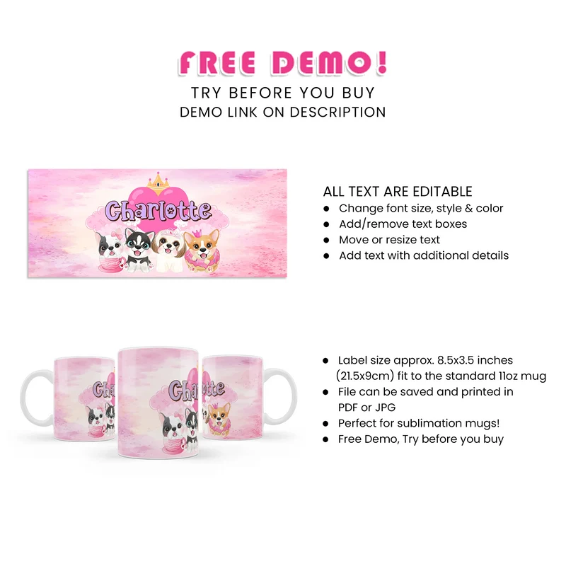 Puppy & Dog Sublimation Mug Digital Download