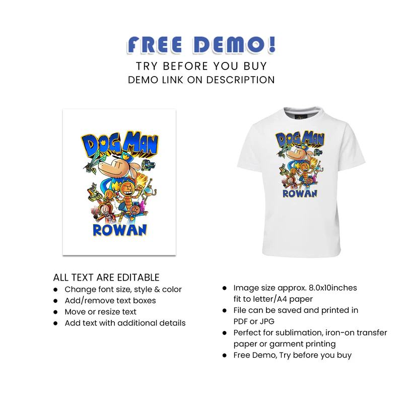Dog Man Sublimation T-Shirt Digital Download