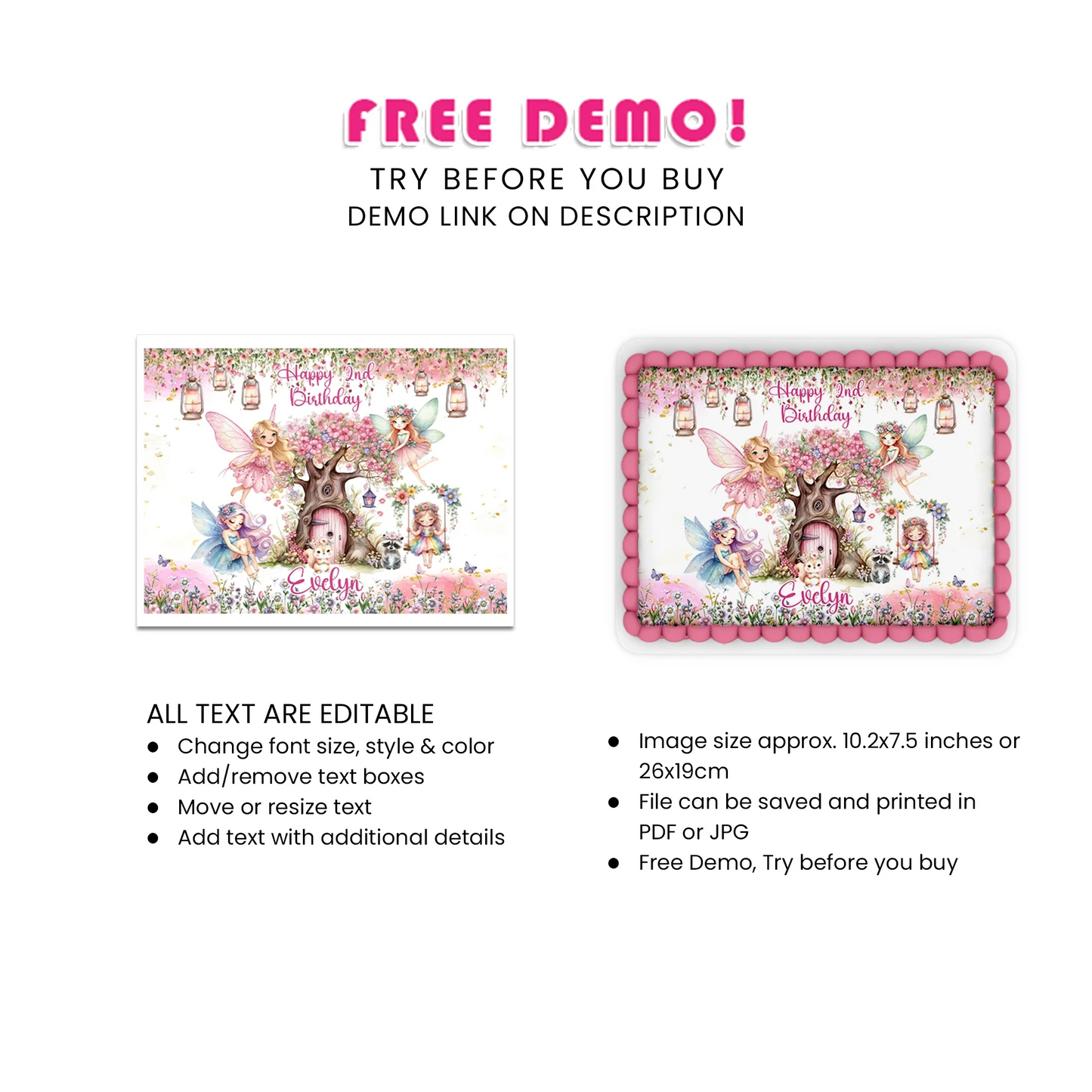 Magical Fairy Personalized Sheet Cake Topper