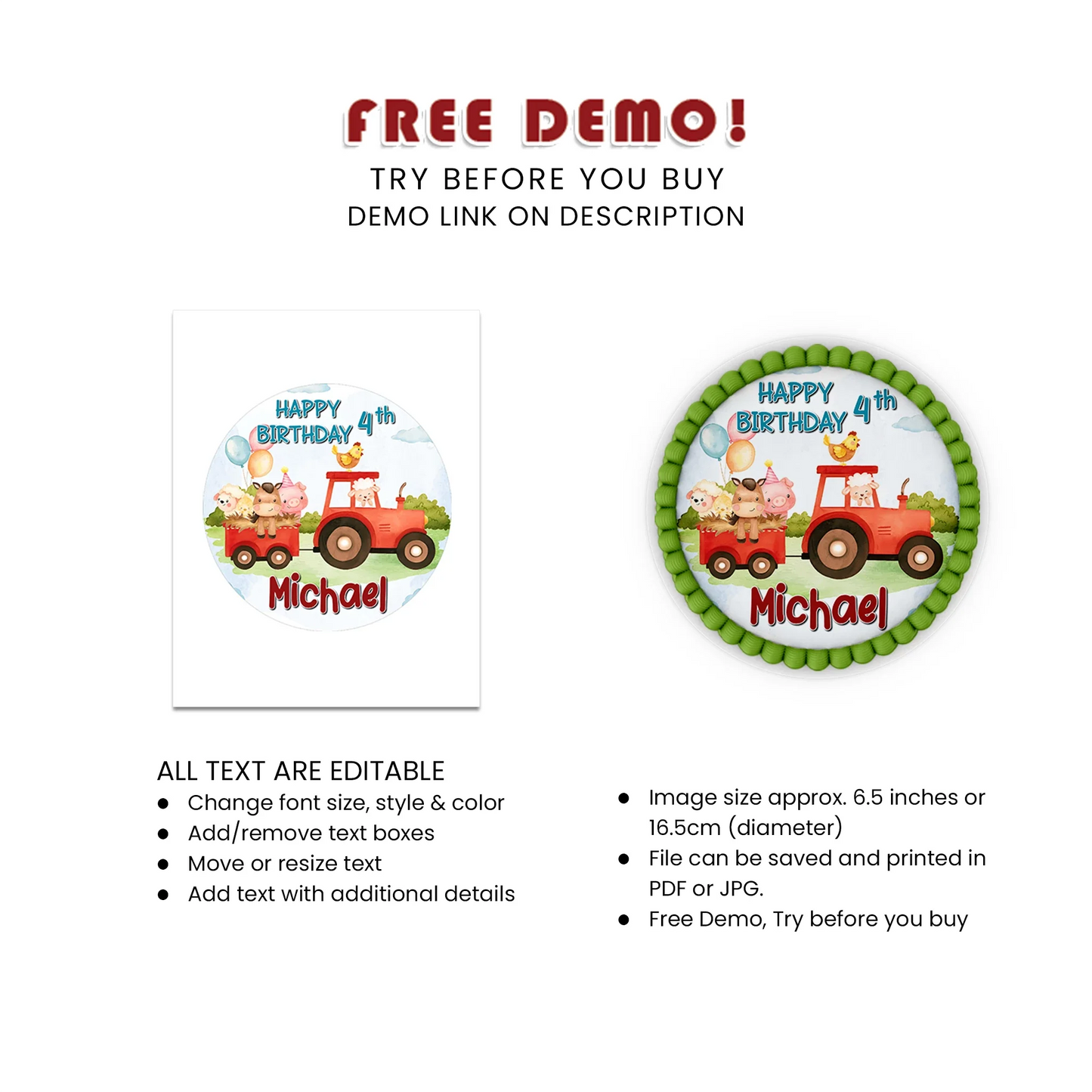 Farm Animals Theme Personalized Icing Sheet Cake Images