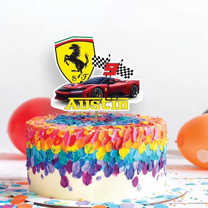 Ferrari Birthday Decorations, Red Ferrari Party Supplies, Sport Car Themed, Ferrari F1 Digital Template, Editable Ferrari Image SVG PNG
