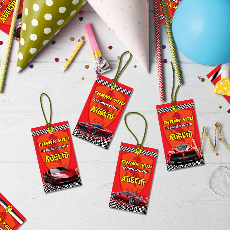 Ferrari Birthday Decorations, Red Ferrari Party Supplies, Sport Car Themed, Ferrari F1 Digital Template, Editable Ferrari Image SVG PNG