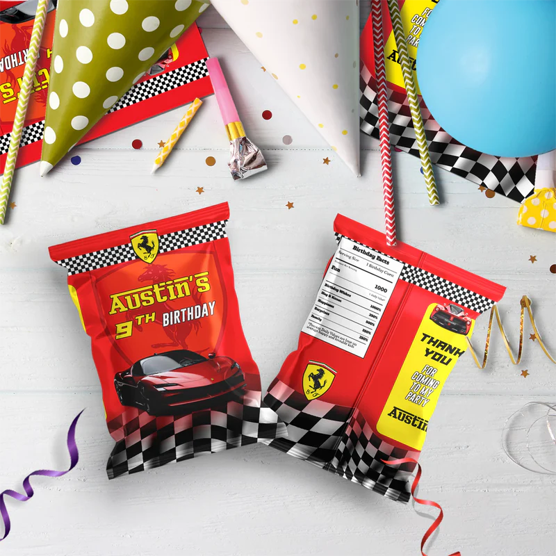 Ferrari Birthday Decorations, Red Ferrari Party Supplies, Sport Car Themed, Ferrari F1 Digital Template, Editable Ferrari Image SVG PNG