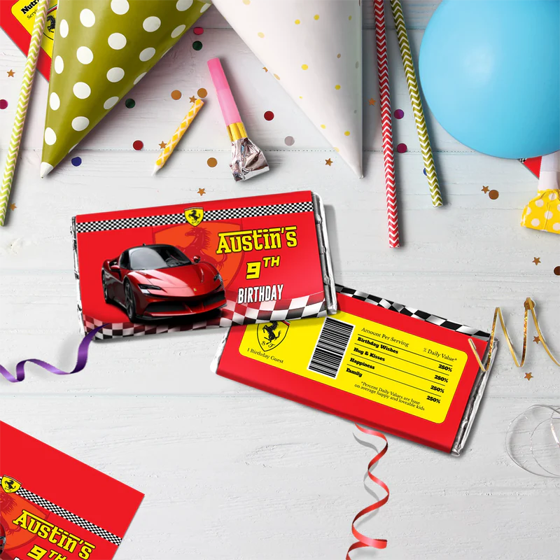 Ferrari Birthday Decorations, Red Ferrari Party Supplies, Sport Car Themed, Ferrari F1 Digital Template, Editable Ferrari Image SVG PNG