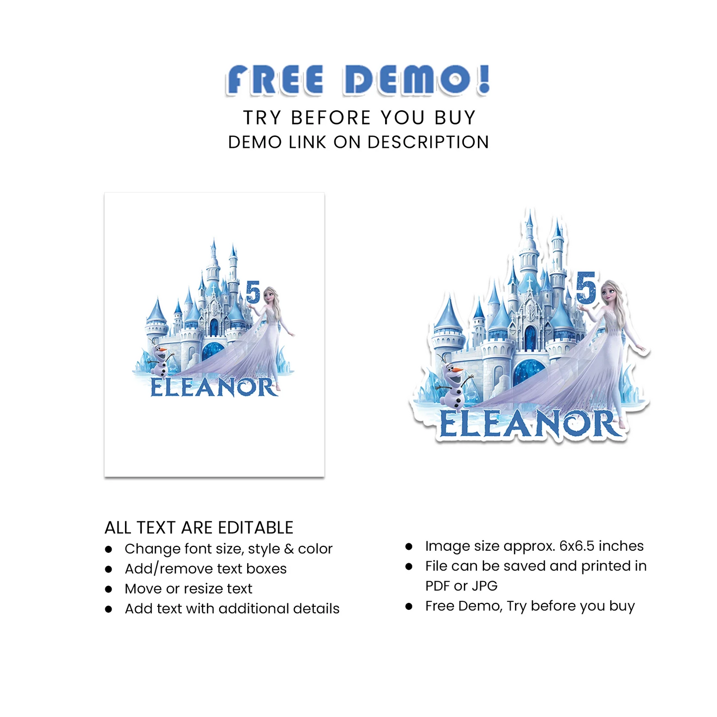 Frozen Personalized Cake Toppers for Custom Birthday Decorations