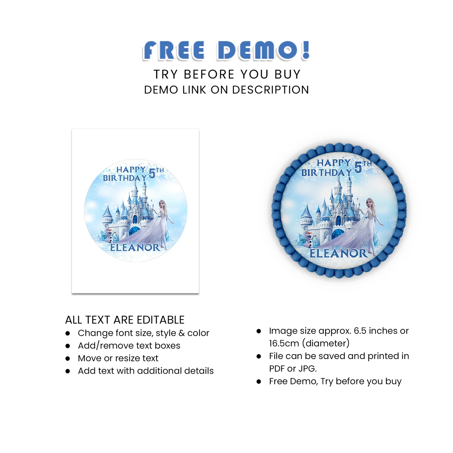 Frozen Personalized Icing Sheet Cake Images for Themed Party Cakes