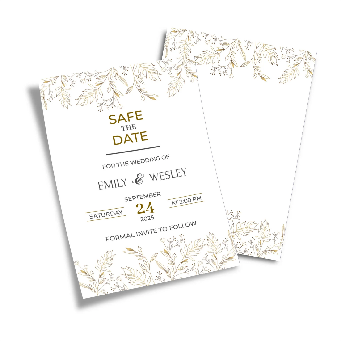 Gold Wild Flower Printable Save the Date Wedding Event Card