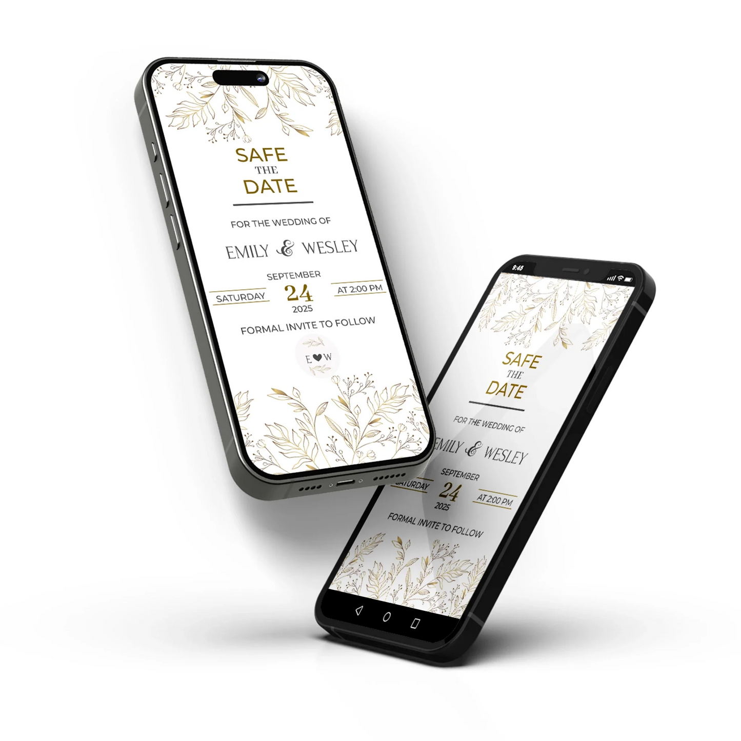 Gold Wild Flower Printable Wedding Event Date Mobile Version