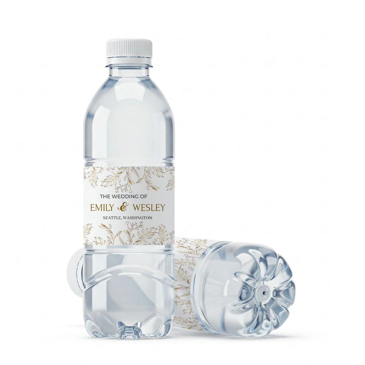 Gold Wild Flower Personalized Water Bottle Label