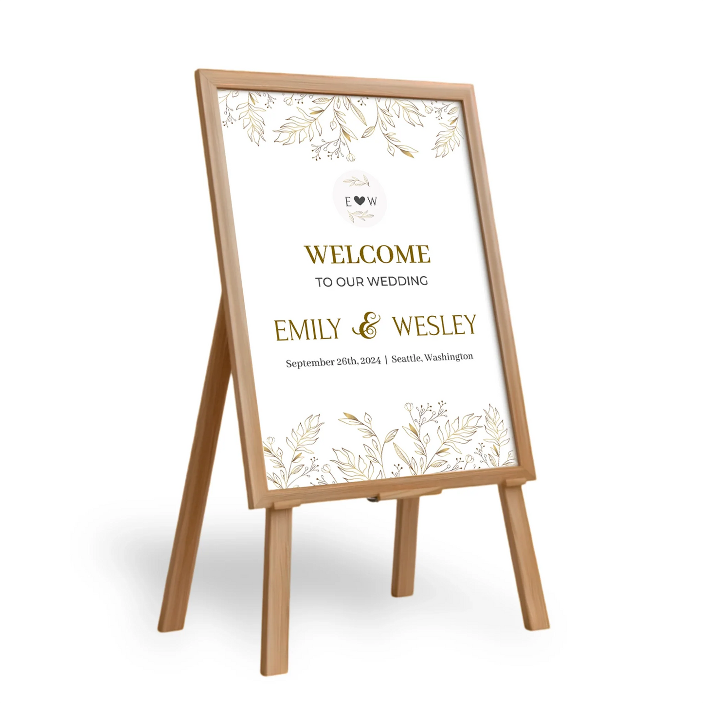 Gold Wild Flower DIY Wedding Welcome Sign Printable
