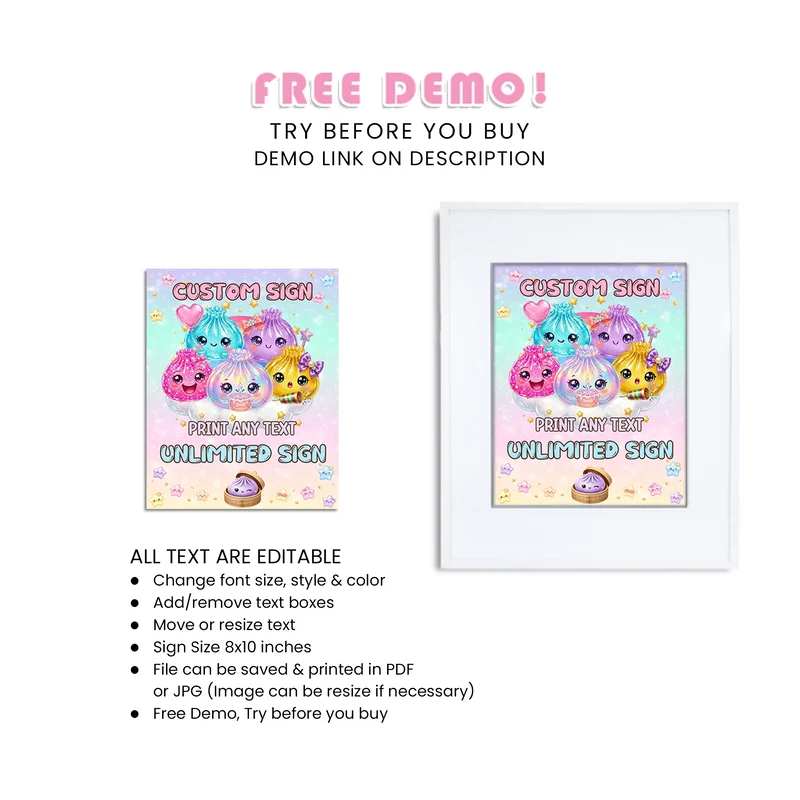 Glitter Dumpling Custom Sign Printable Digital Download