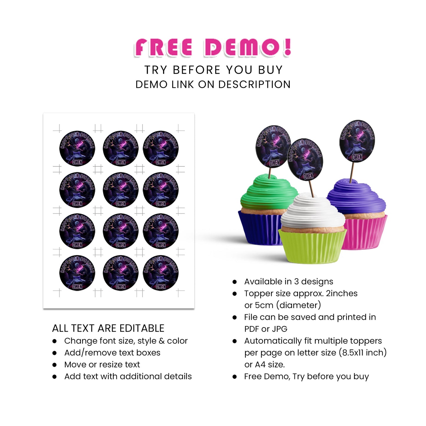 Godzilla x Kong Custom Cupcake Toppers - Make Your Cupcakes Stand Out