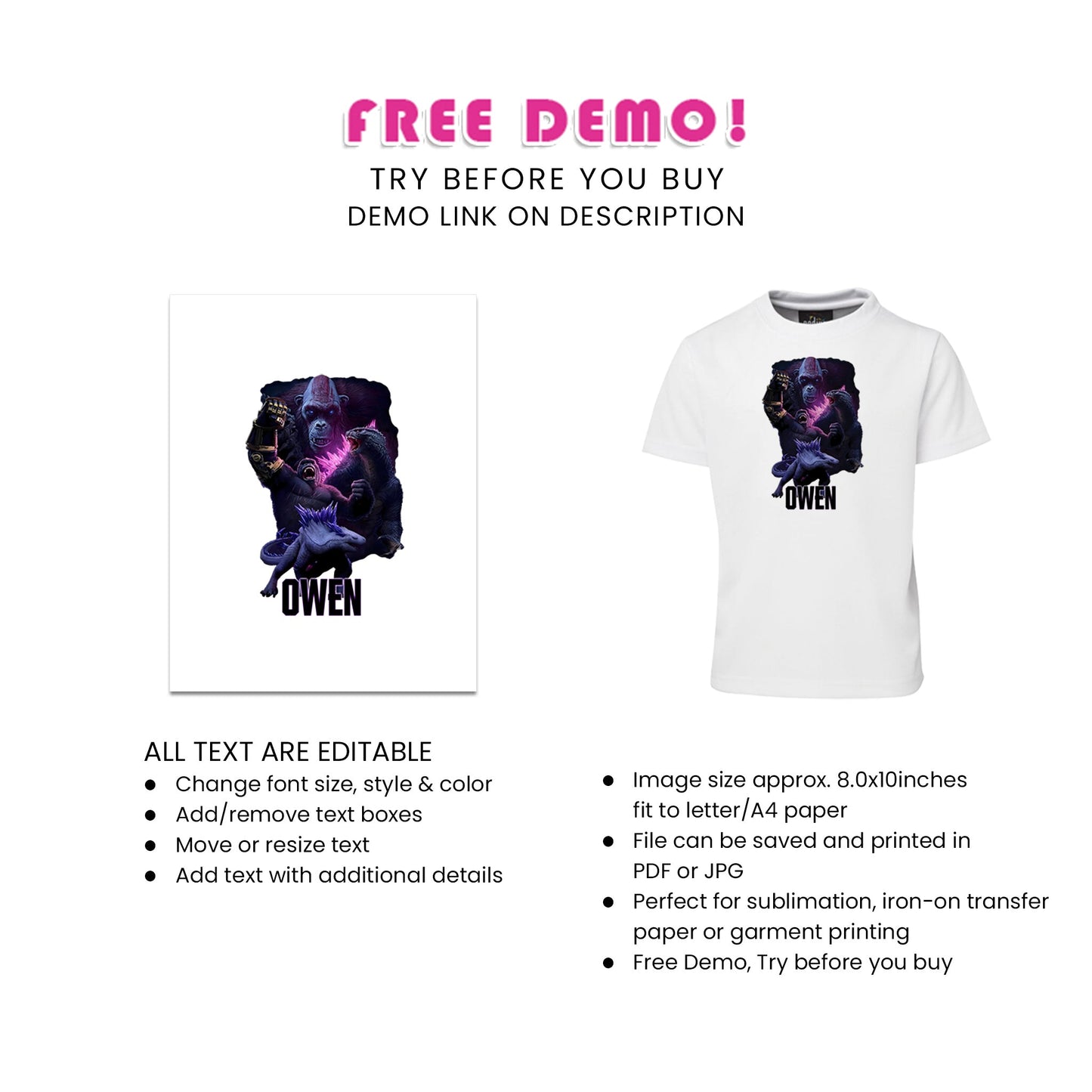 Wear the Battle with Godzilla x Kong Sublimation T-Shirts - Personalized Fashion for Fans