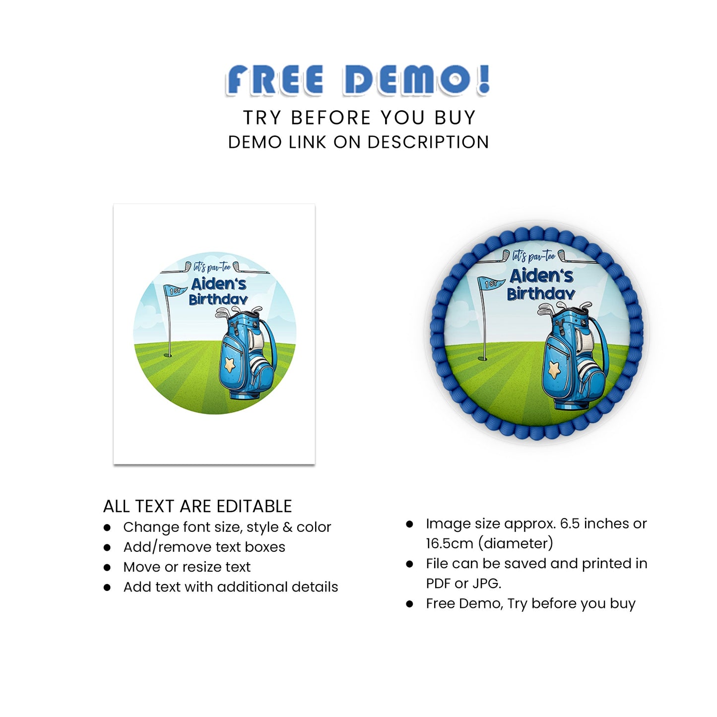 Round Golf-Themed Cake Images - Perfect for Golf Lovers’ Special Occasions