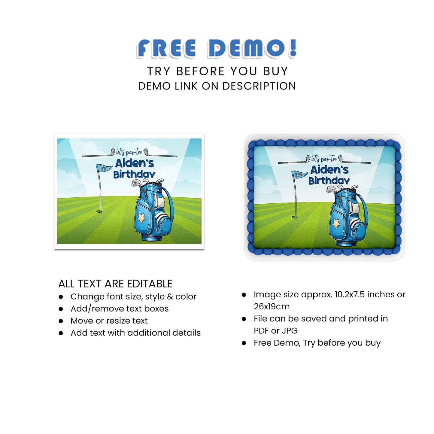 Rectangle Golf Cake Images - Personalize Your Golf Event with Unique Cake Decor