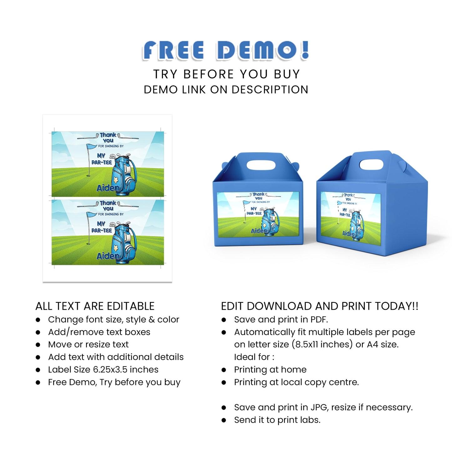 Personalized Golf Treat Box Labels - Pack Your Golf Goodies with Custom Labels