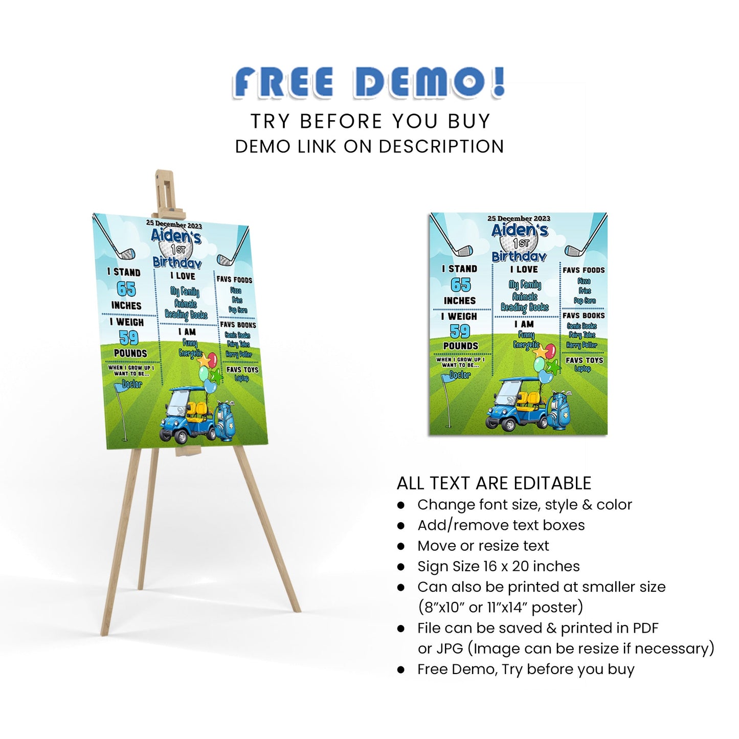Golf Milestone Poster - Celebrate Your Golf Achievements with a Custom Poster
