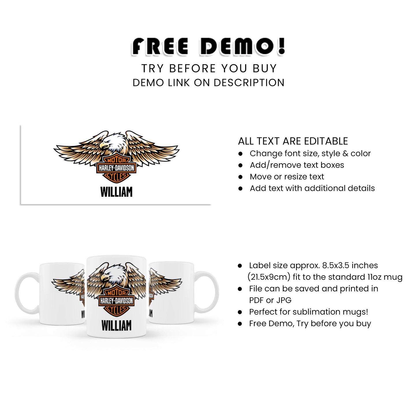 Custom Sublimation Harley Davidson - Personalize Your Drinkware