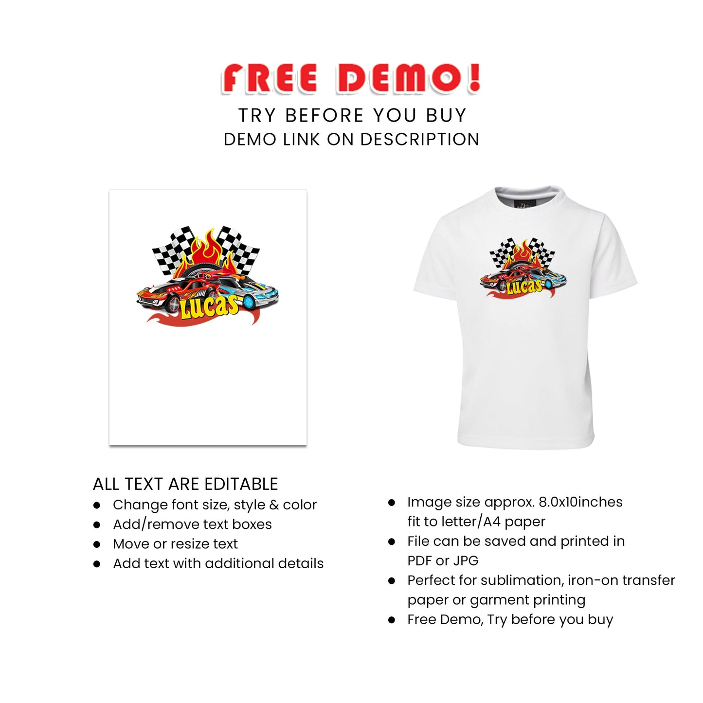 Show Your Love for Hot Wheels with Our Sublimation T-Shirt