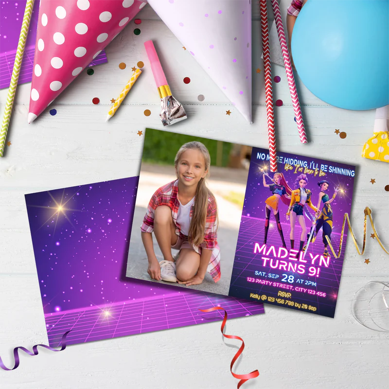 Demon Hunters Birthday Decorations, Huntrix Party Supplies, Kpop Demon Hunters Themed, Demon Hunters Digital Template, Editable Huntrix Kpop Demon Hunters Image SVG PNG