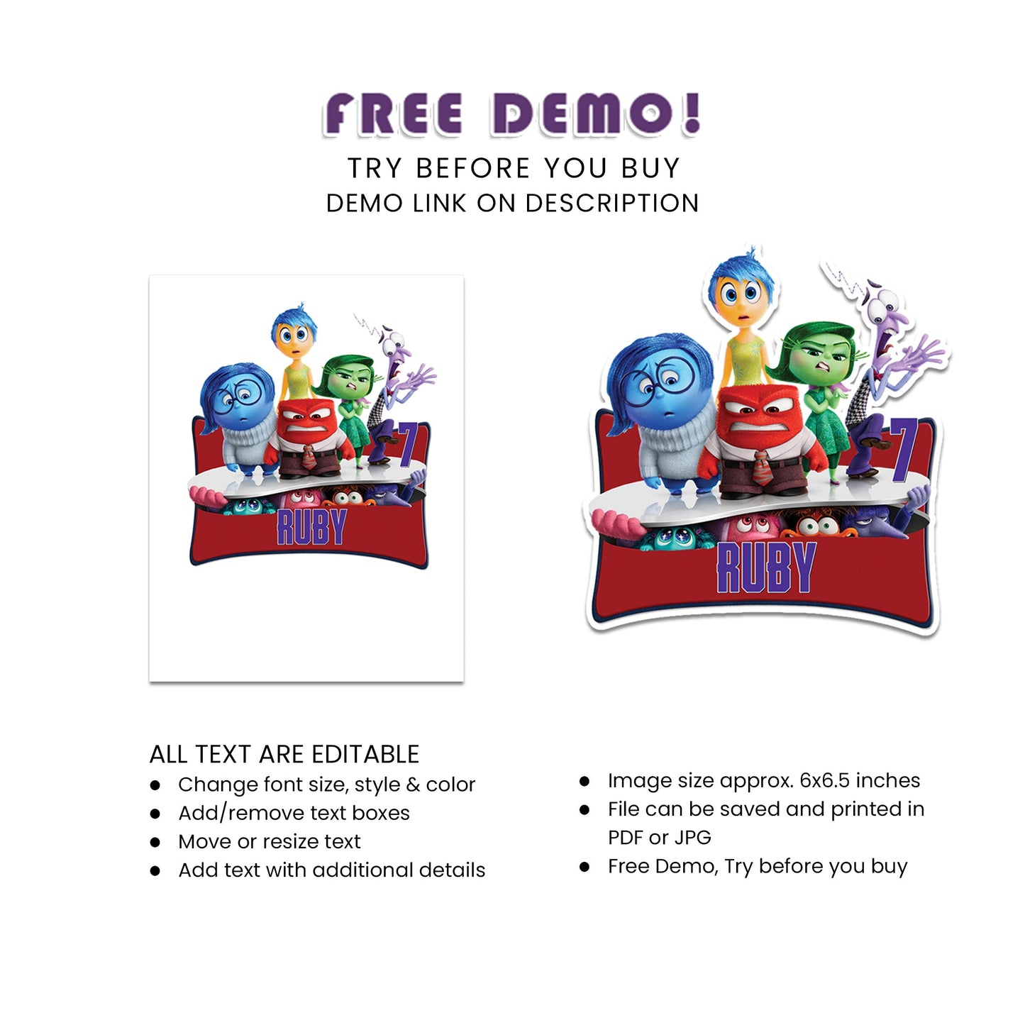 Custom Inside Out Movie Cake Toppers for Themed Parties - Add a Personal Touch