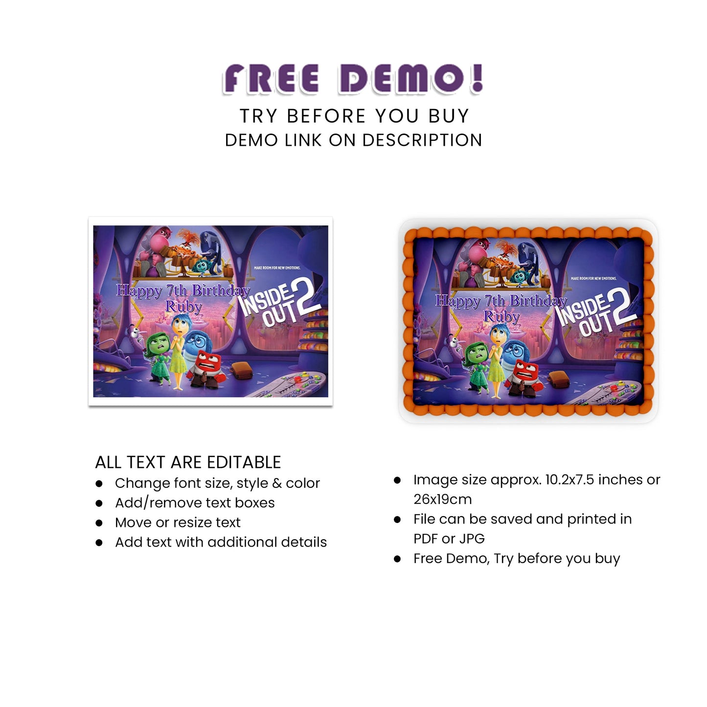 Rectangle Inside Out Movie Cake Images - Tailor-Made for Your Event