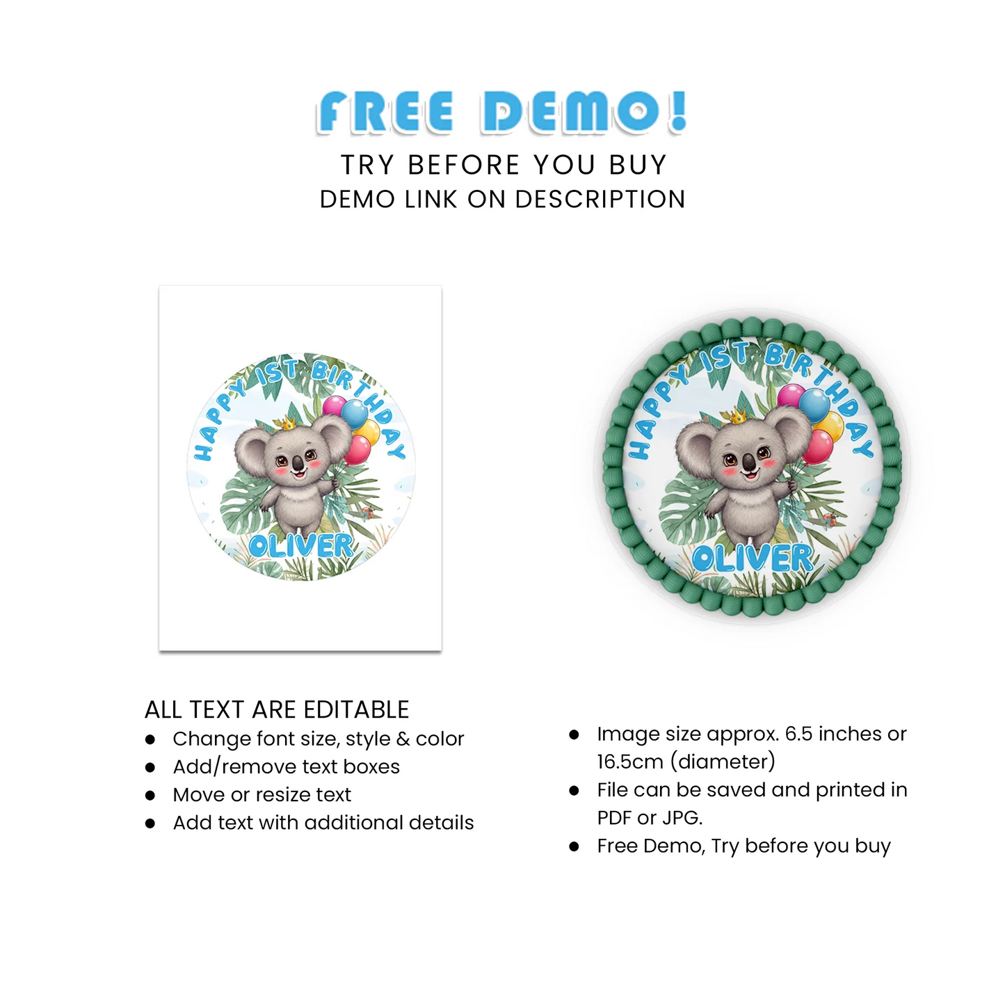 Koala Personalized Icing Sheet Cake Images – Custom Cake Decor